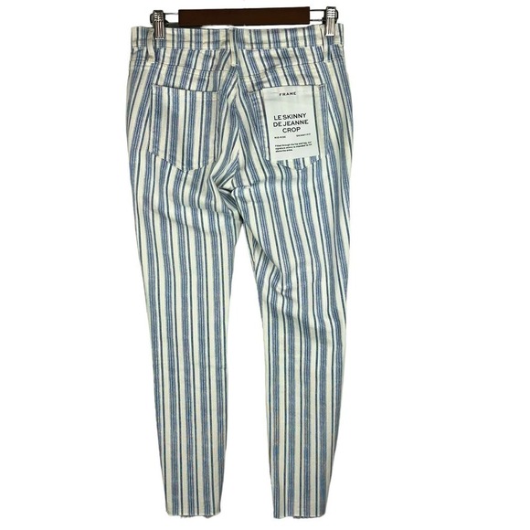FRAME LE SKINNY DE JEANNE CROP STRIPED JEANS IN DUTCH BLUE NWT WOMEN'S SIZE 29 - Picture 4 of 15